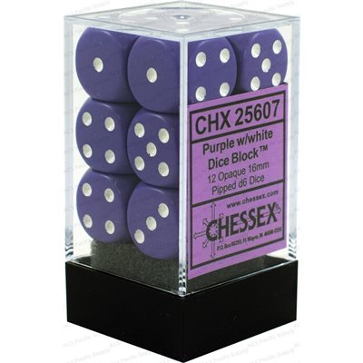 Chessex Opaque 12d6 Purple/White 16mm