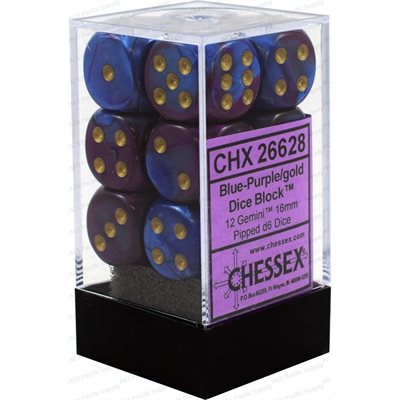 Chessex Gemini 12d6 Blue-Purple/Gold 16mm