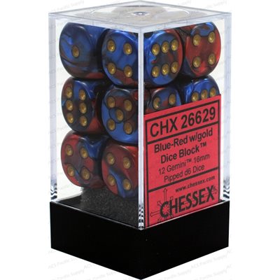 Chessex Gemini 12d6 Blue-Red/Gold 16mm