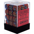 Chessex 36x D6: 12 mm: Gemini: Blue-Red / Gold
