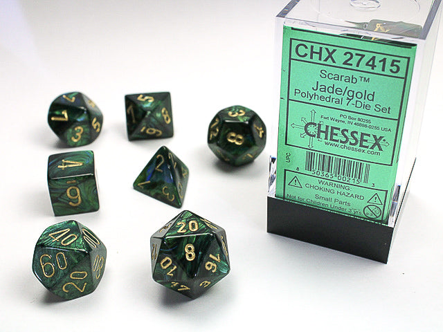 Chessex Scarab Jade/Gold (Polyhedral 7-Die Set) CHX27415