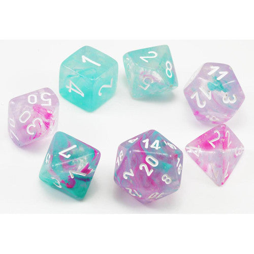 Chessex Nebula Wisteria/White (Polyhedral 7-Die Set) CHX27545