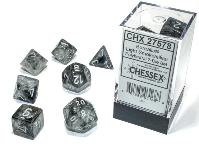 Chessex Borealis Light Smoke/Silver (Polyhedral 7-Die Set) CHX27578