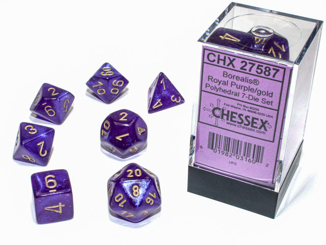 Chessex Borealis Royal Purple/Gold (Polyhedral 7-Die Set) CHX27587