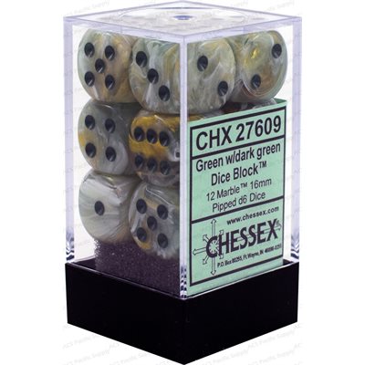 Chessex Marble 12d6 Green/Dark Green 16mm