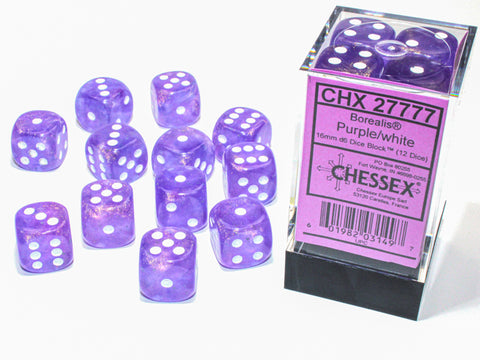 Chessex Borealis Purple/White (16MM - 12D6) CHX27777