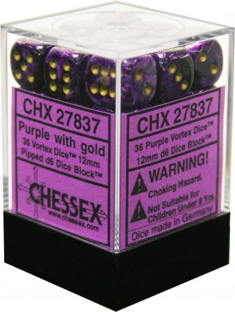 Chessex Vortex Purple/Gold (12MM - 36D6) CHX27837