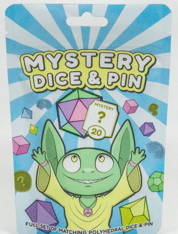 Mystery Dice Goblin: Mystery Dice Set & Pin (Full set of Polyhedral Dice & Pin)