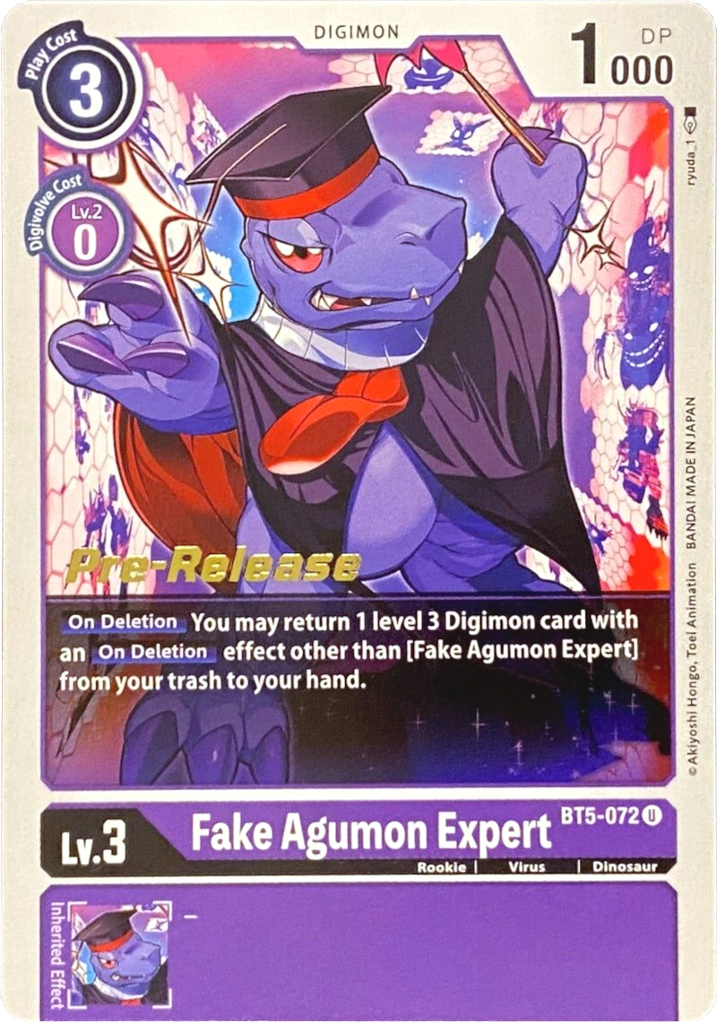 Fake Agumon Expert [BT5-072] [Battle of Omni Pre-Release Promos] | Digimon  Single