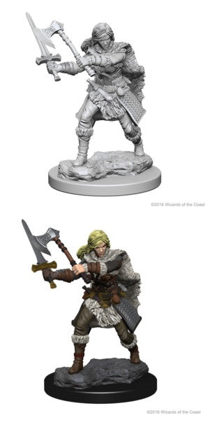 Female Human Barbarian D&D Unpainted Minis WV1