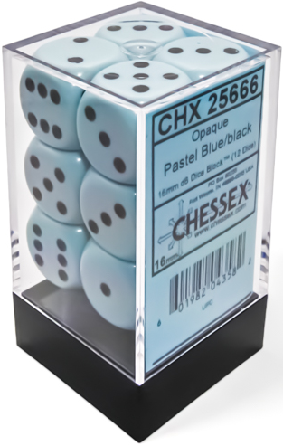 Chessex Opaque Pastel Blue/Black (16MM - 12D6) CHX25666