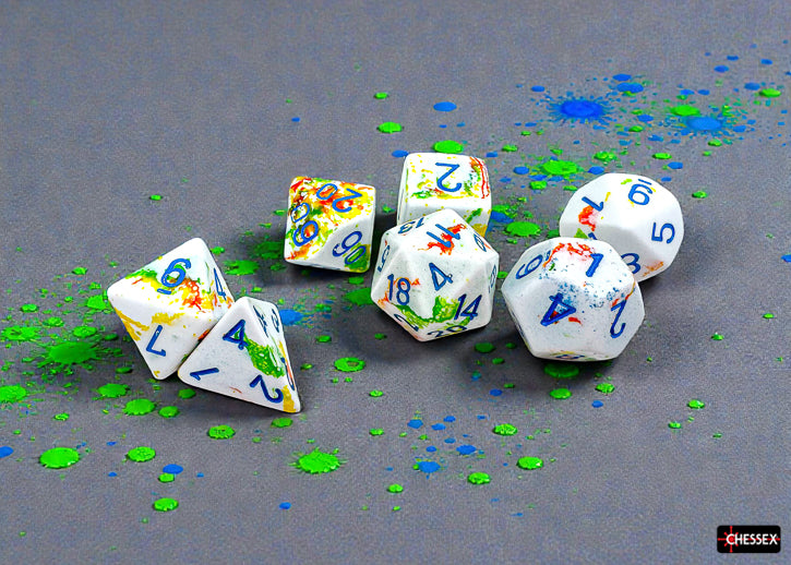 Chessex BRUSH 7-DIE SET POLYHEDRAL BREEZY/BLUE