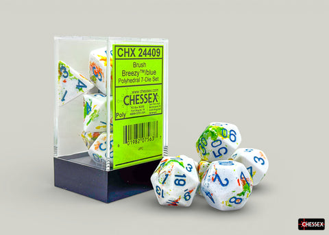 Chessex BRUSH 7-DIE SET POLYHEDRAL BREEZY/BLUE