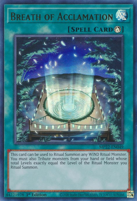 tribute card yugioh spell Breath of Acclamation [MP22-EN049] Ultra Rare | Yugioh Single