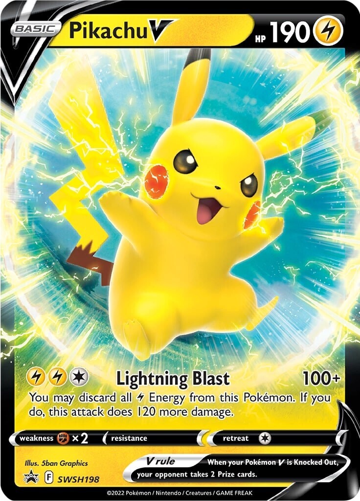 pokemon jumbo cards pikachu V SWSH198 - Size - Card As an ungraded example Pikachu V (SWSH198) (Jumbo Card)