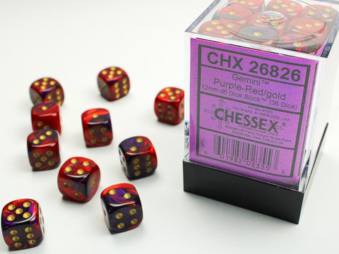 Chessex Gemini Black-Pink/White (12MM - 36D6) CHX26826