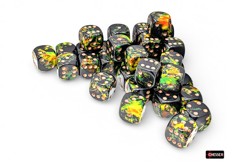 Chessex BRUSH 36D6 DEEP FOREST/GOLD 12MM