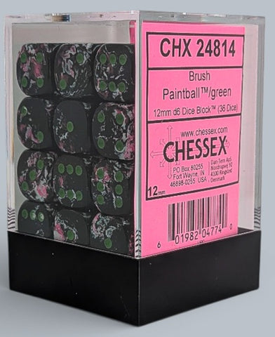Chessex BRUSH 36D6 PAINTBALL/GREEN 12MM