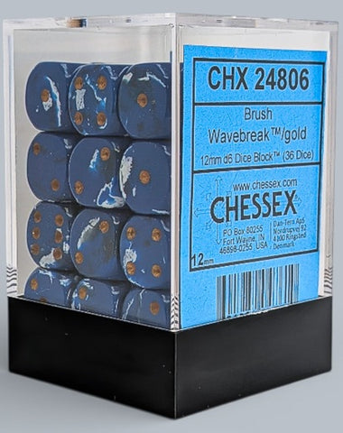 Chessex BRUSH 36D6 WAVEBREAK/GOLD 12MM