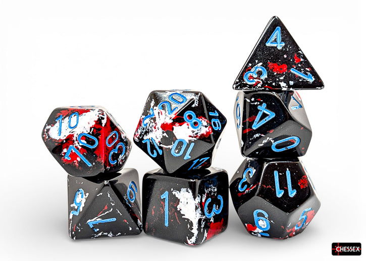 Chessex BRUSH 7-DIE SET POLYHEDRAL DARK SIDE/BLUE