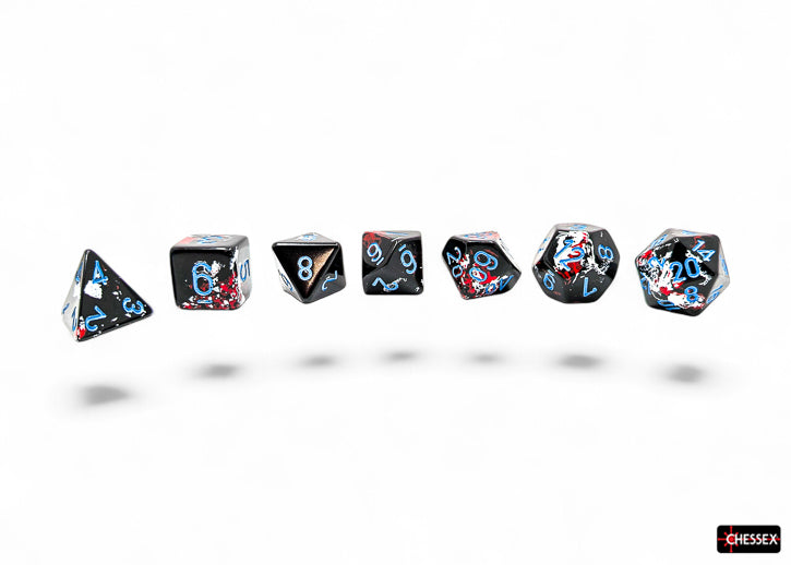 Chessex BRUSH 7-DIE SET POLYHEDRAL DARK SIDE/BLUE