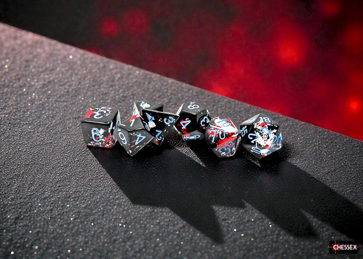 Chessex BRUSH 7-DIE SET POLYHEDRAL DARK SIDE/BLUE