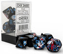 Chessex BRUSH 7-DIE SET POLYHEDRAL DARK SIDE/BLUE