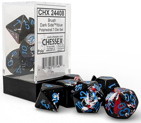 Chessex BRUSH 7-DIE SET POLYHEDRAL DARK SIDE/BLUE