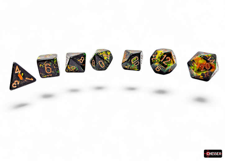 Chessex BRUSH 7-DIE SET POLYHEDRAL DEEP FOREST/GOLD