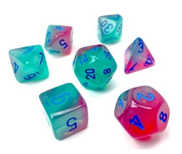 Chessex Gemini Gel Green-Pink/Blue (Polyhedral 7-Die Set) CHX26464