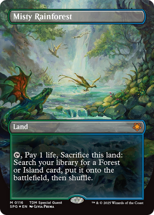 Misty Rainforest (Borderless) (Dragonscale Foil) [Tarkir: Dragonstorm Special Guests]