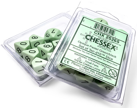 Chessex Opaque Pastel Green/Black (16MM - 10D10) CHX25265