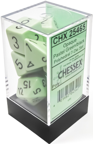 Chessex Opaque Pastel Green/Black (Polyhedral 7-Die Set) CHX25465