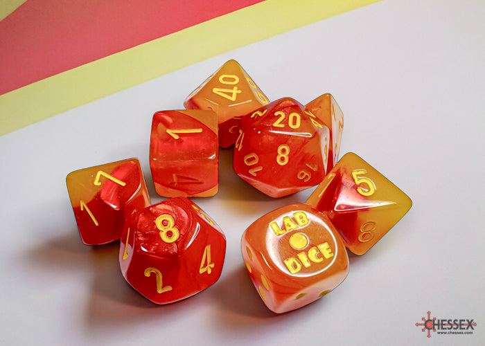 GEMINI 7-DIE SET POLYHEDRAL RED/YELLOW LUMINARY (WITH BONUS DIE)