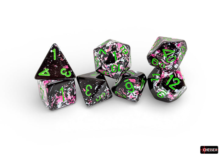 Chessex BRUSH 7-DIE SET POLYHEDRAL PAINTBALL/GREEN