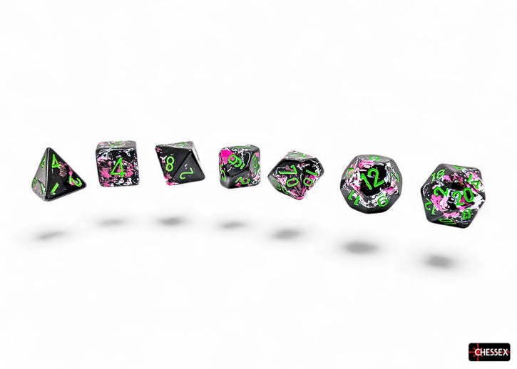 Chessex BRUSH 7-DIE SET POLYHEDRAL PAINTBALL/GREEN