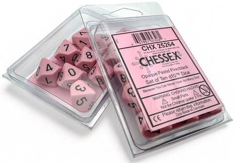 Chessex Opaque Pastel Pink/Black (16MM - 10D10) CHX25264