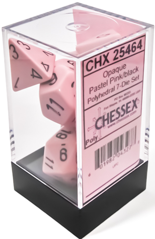Chessex Opaque Pastel Pink/Black (Polyhedral 7-Die Set) CHX25464