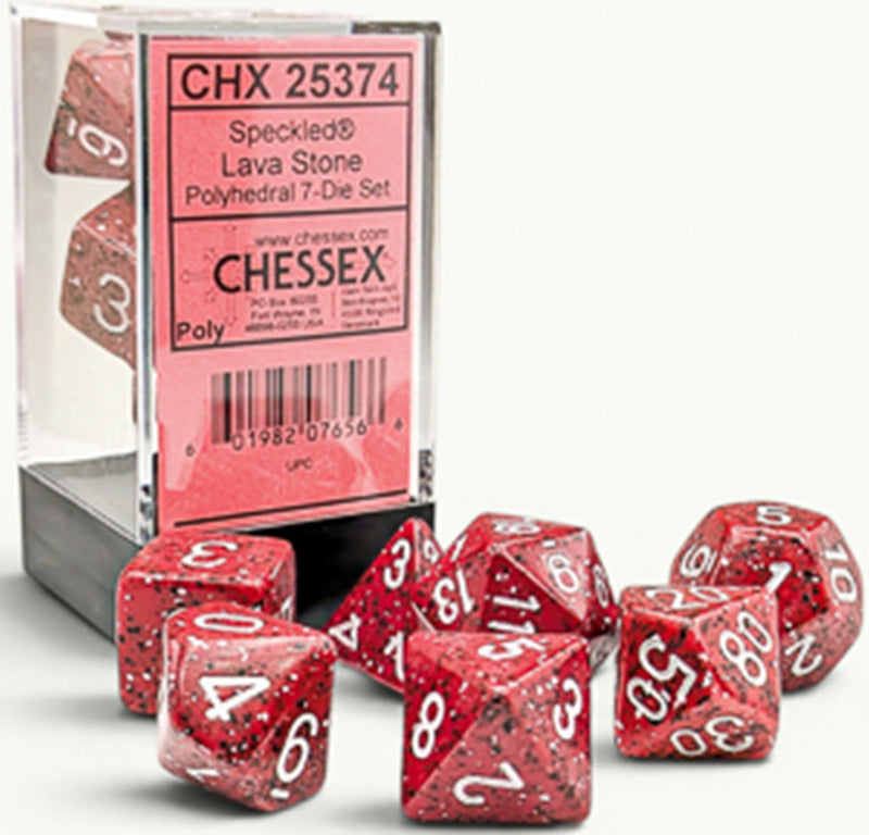 SPECKLED 7-DIE SET POLYHEDRAL LAVA STONE