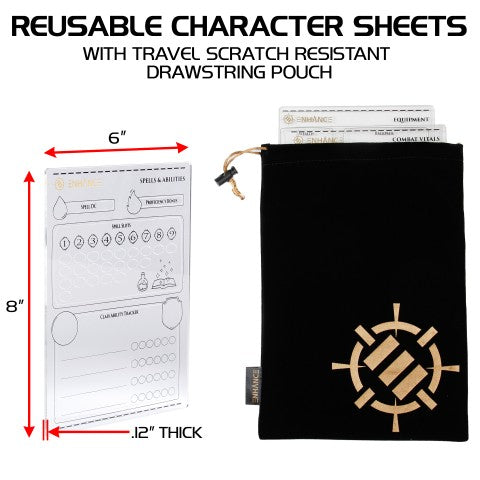 ENHANCE TABLETOP Acrylic Reusable Character Sheets