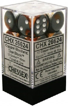 Chessex Gemini 12d6 Copper-Steel/White 16mm