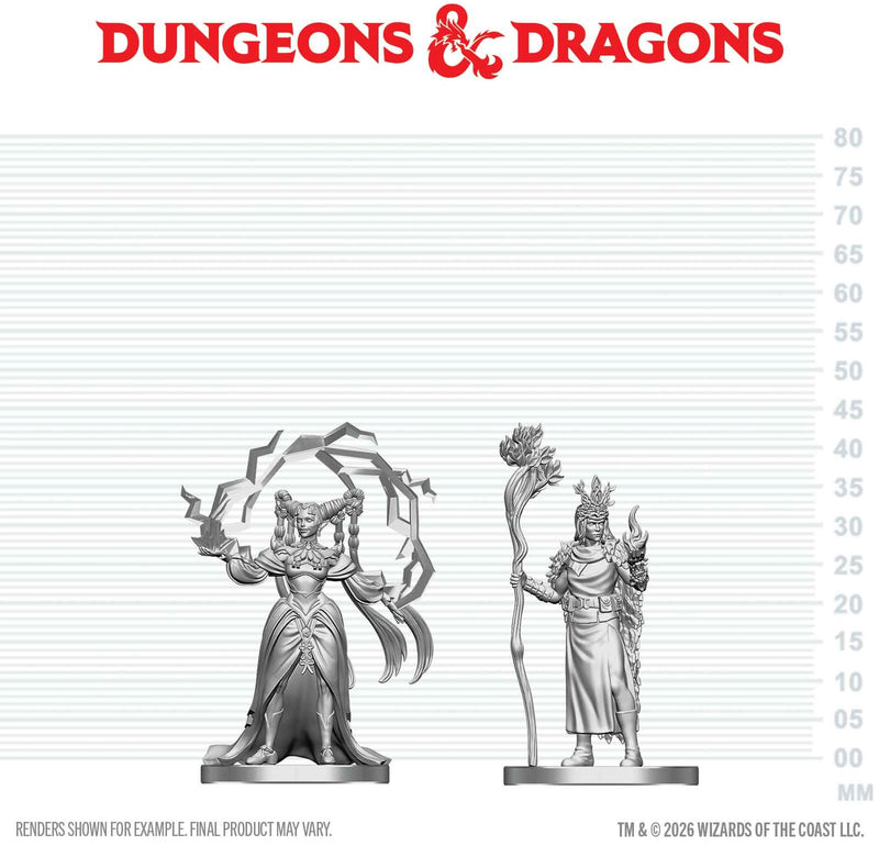 DND UNPAINTED MINIS WV29 HUMAN DRUID & ELF SORCERER (36/144)