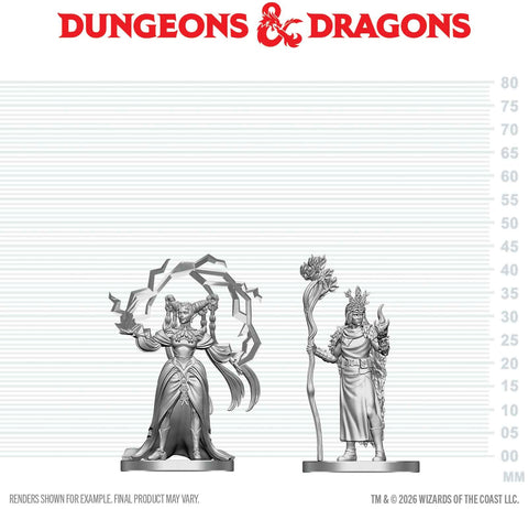 DND UNPAINTED MINIS WV29 HUMAN DRUID & ELF SORCERER (36/144)