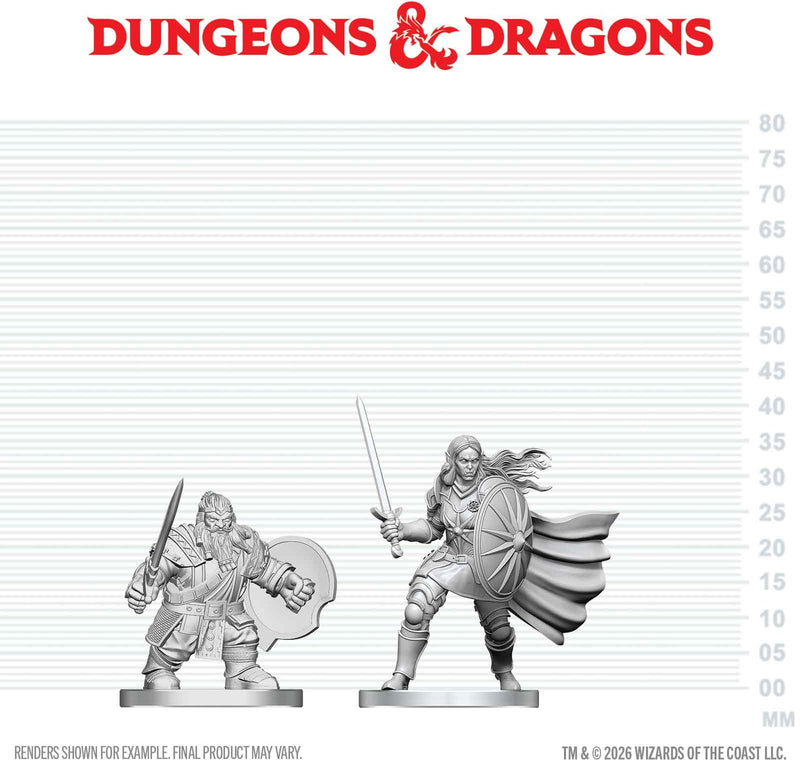 DND UNPAINTED MINIS WV29 DWARF FIGHTER & ORC PALADIN (36/144)
