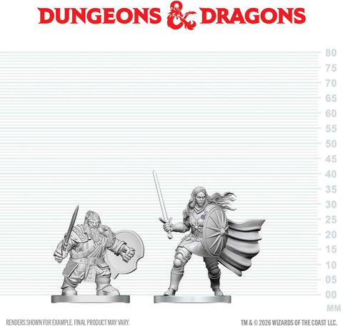 DND UNPAINTED MINIS WV29 DWARF FIGHTER & ORC PALADIN (36/144)