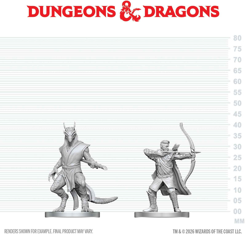 DND UNPAINTED MINIS WV29 ELF RANGER & DRAGONBORN MONK (36/144)