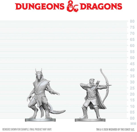 DND UNPAINTED MINIS WV29 ELF RANGER & DRAGONBORN MONK (36/144)