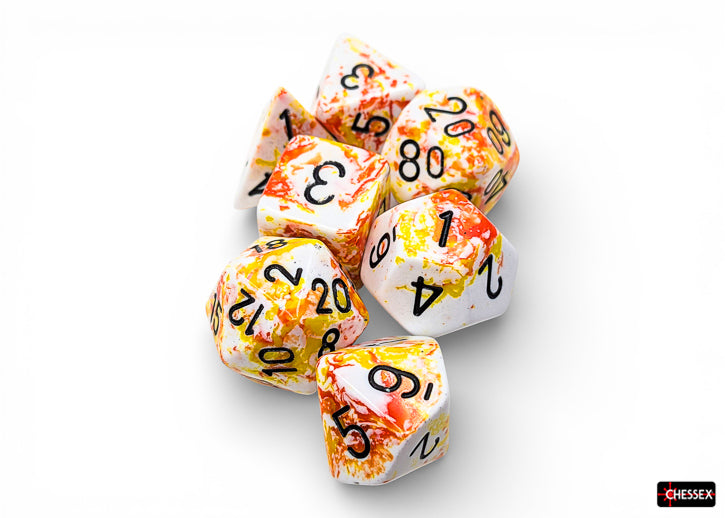 Chessex BRUSH 7-DIE SET POLYHEDRAL SUNRISE/BLACK