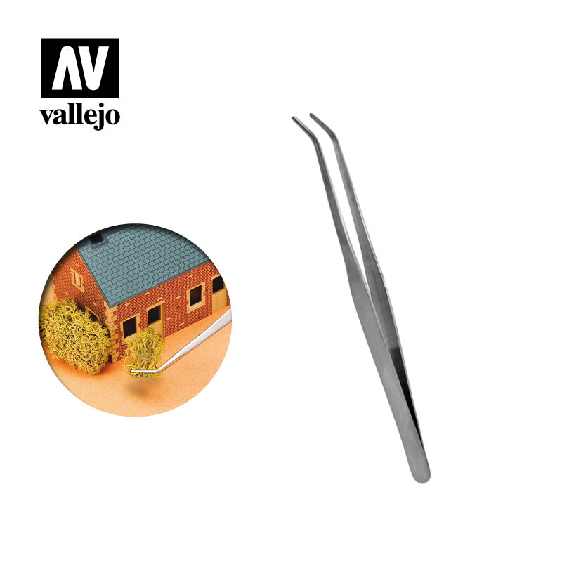 Vallejo Strong Curved Tip Steel Tweezers (175mm) T12009