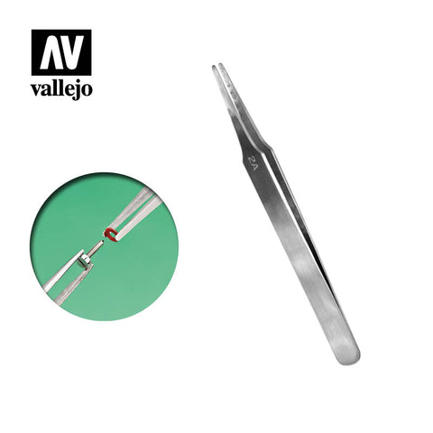 Vallejo Flat Rounded Steel Tweezers T12007